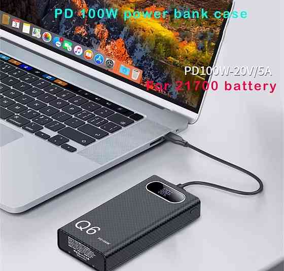 Павербанк корпус 100w для ноутбука ёмкость 30000mAh 21700 PD QC type C. Київ