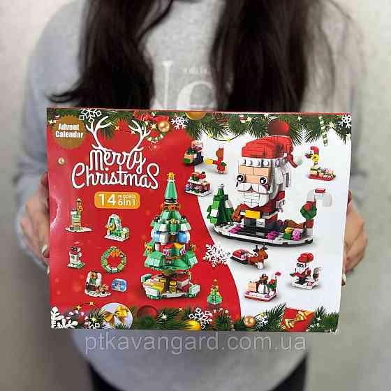 Рождественский адвент календарь конструктор новогодний поезд и ёлка, 6в1, 12 окошек 8972-5 Хмельницкий