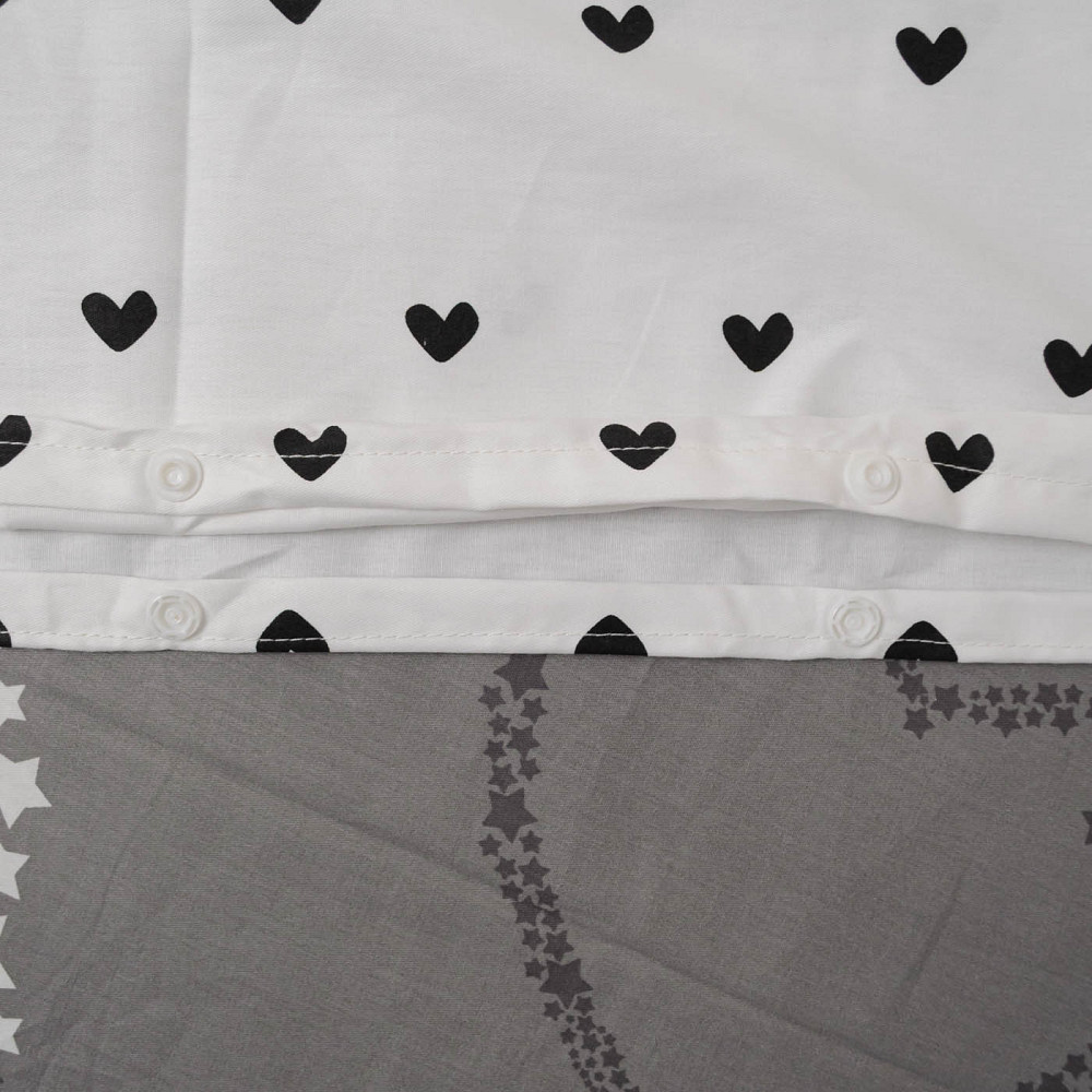 Комплект постельного белья двуспальный Сатин Тандем 125 г/м2 YouStar (Белый с серым) 2 х 70х70 Сумы - изображение 3