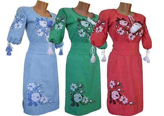 Яркое платье с орнаментом в украинском неповторимом стиле «Розы» Киев