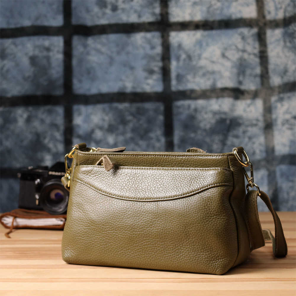 Кожаная сумка с плотным дном для женщин Vintage 22984 Оливковый Киев - изображение 9