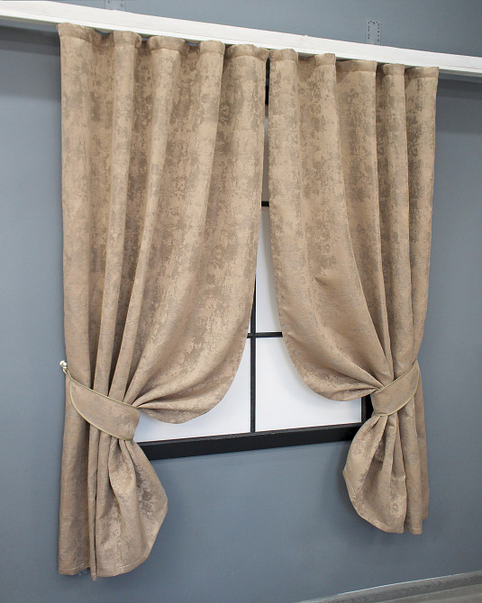 Комплект коротких штор VR-Textil Жакард Sultan YL № 1699ш Темно-бежевий 130х170 см 2 шт (35-0322) Київ - фото 2