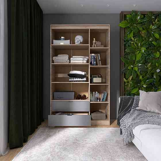 Шкаф распашной для одежды с выдвижными ящиками (полки - полки) Эверест Сити-1200 120,2х50х204,6 см Дуб сонома/Графит (DTM-071129) Львов