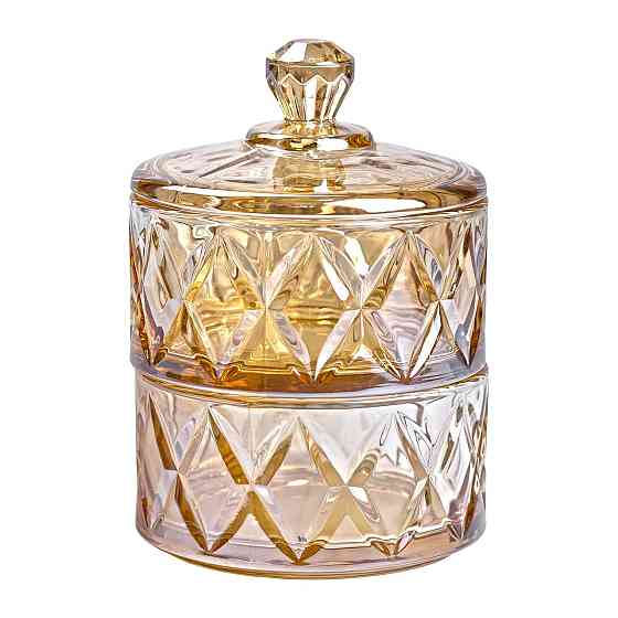 Цукерниця скляна із кришкою дворівнева Ø 10 см ваза конфетница коричнева HP-YH-81 Коломия