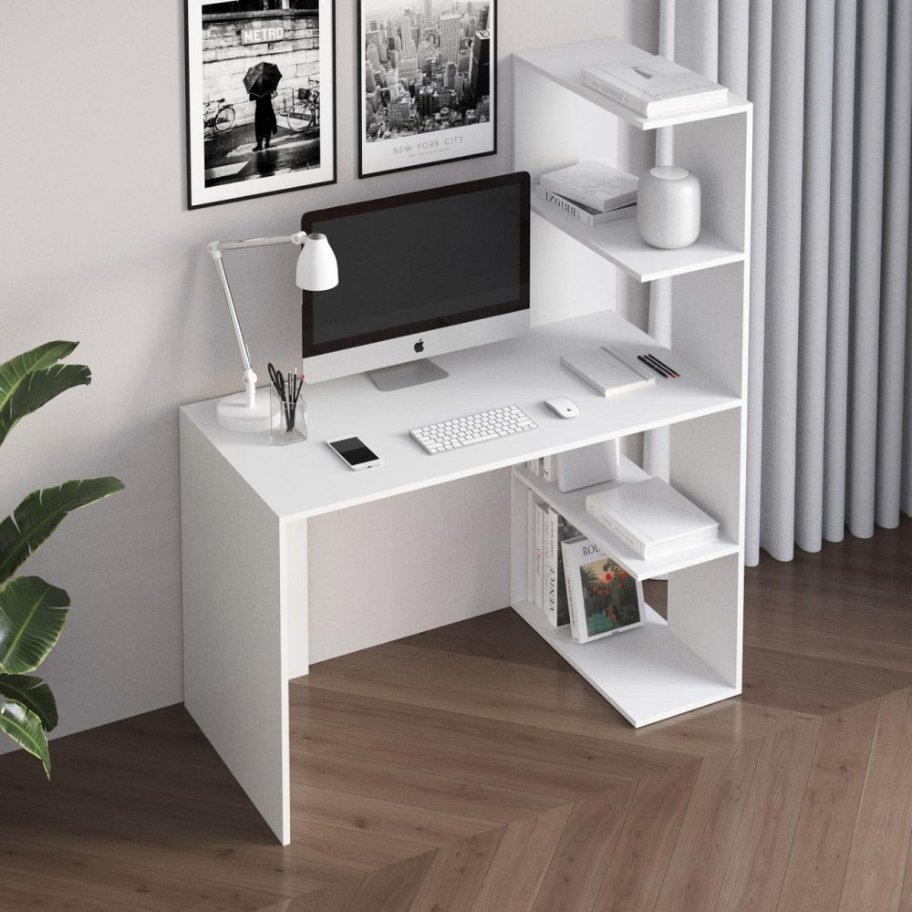 Комп’ютерний стіл VAYS M-17, письмовий з боковим стелажем зправа, ЛДСП, 120×60×148 см - для дому, навчання, офісу Львів - фото 1