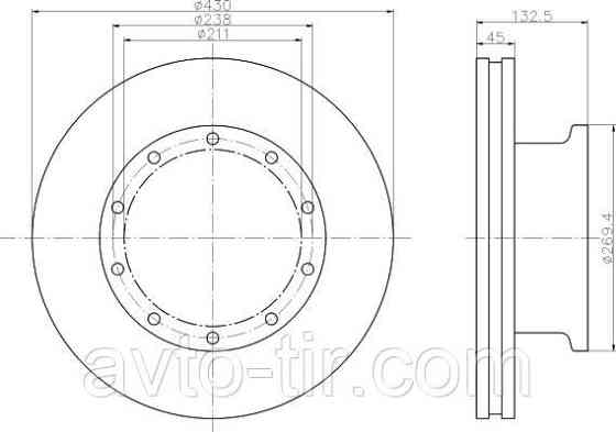 Диск тормозной MB Actros, Atego, Axor 9424210912 9424230012 9424210212 9424210312 9424211112 9424211012 Луцк