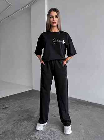 Жіночий повсякденний костюм футболка зі штанами Чорний 46/48 Харків