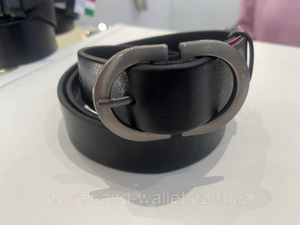 Стильный женский ремень черного цвета с округлой пряжкой 30 мм PS Leather Киев - изображение 5