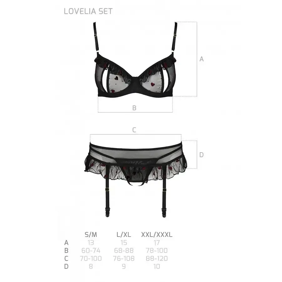 Сексуальний комплект з поясом для панчіх Passion LOVELIA SET L/XL, black Львів - фото 7