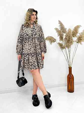 Легка жіноча сукня оверсайз "Lichi" оптом | Батал | Розпродаж моделі Капучіно, 50-52 Київ