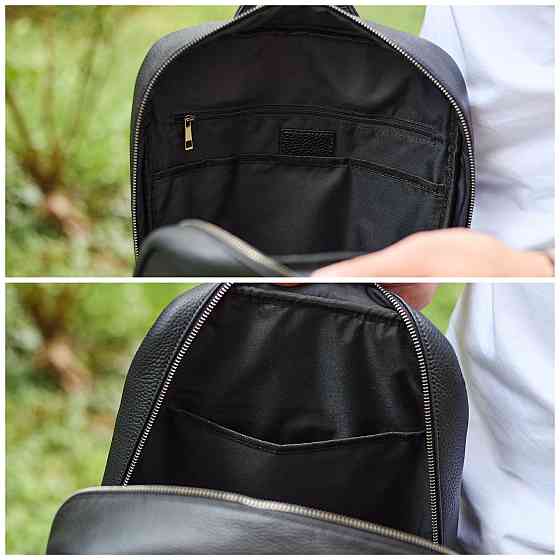 Чорний шкіряний рюкзак для чоловіків для ноутбука Київ