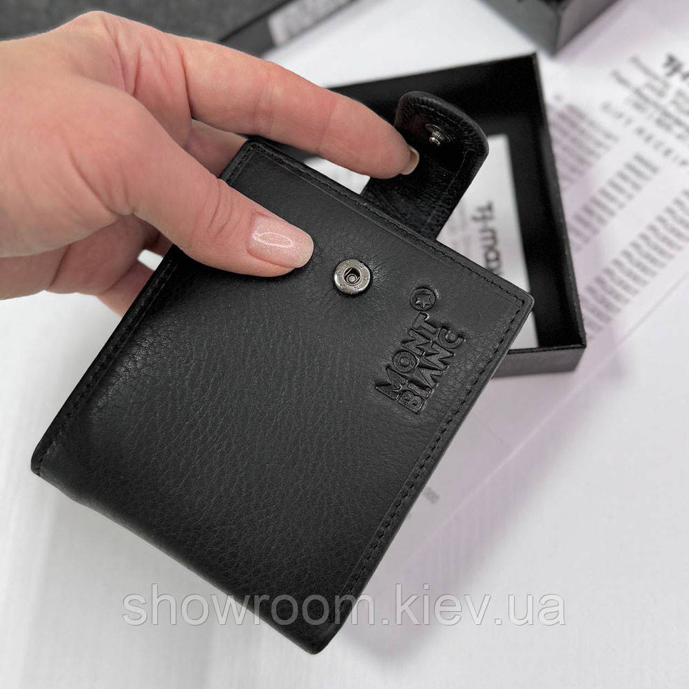 Чоловічий шкіряний гаманець на кнопці Montblanc (2081) подарункова упаковка Київ - фото 8