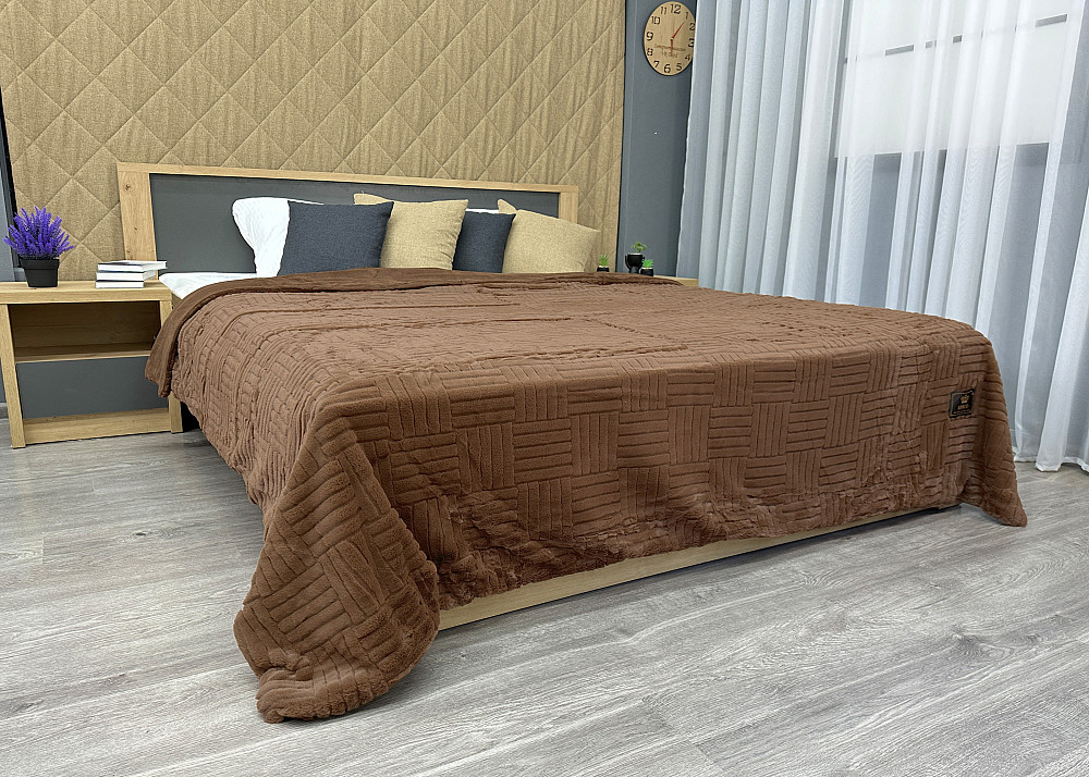 Плед-покрывало Премиум 220х240 см (+-5см) Коричневый (87-222) Киев - изображение 3