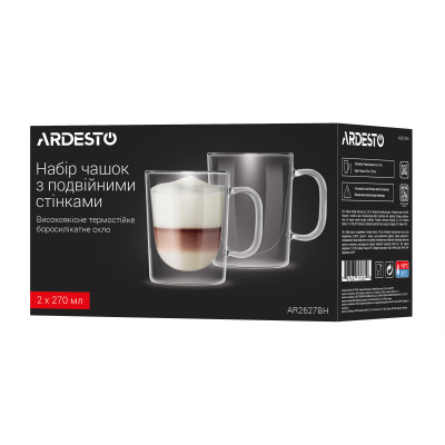 Набор чашек Ardesto BH 270 мл 2 шт прозорий (AR2627BH) Винница - изображение 4