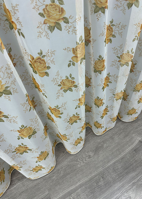 Тюль шифоновая с принтом цвет белый с оранжевым 1807т Киев - изображение 8