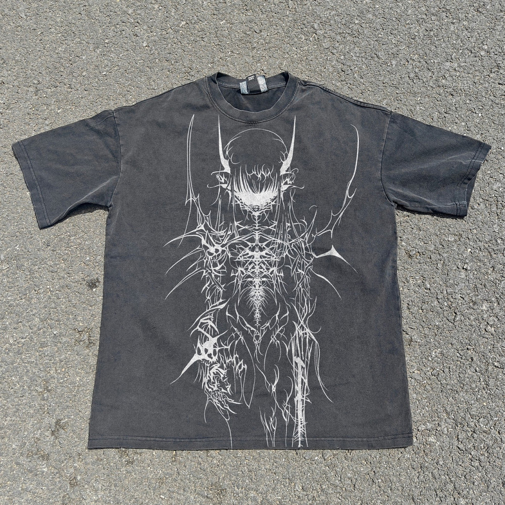 Футболка чоловіча з принтом аніме Аніме Блакк Кйберсігіл Гірл оверсайз (S/M/L) Черний Дніпро - фото 1