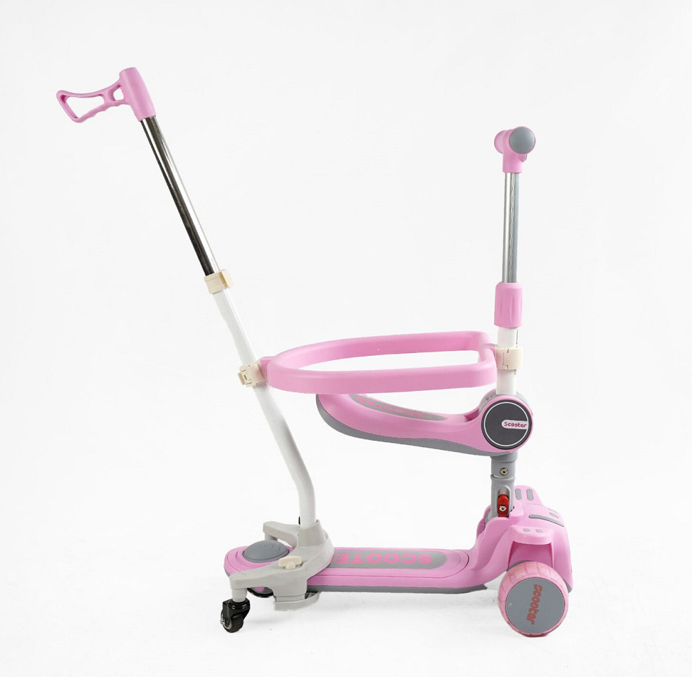 Самокат 5в1 Skyper колеса PU 125х40мм зі світлом платформа з підсвічуванням звук бампер Рожевий (TY-1061) Чернігів - фото 5