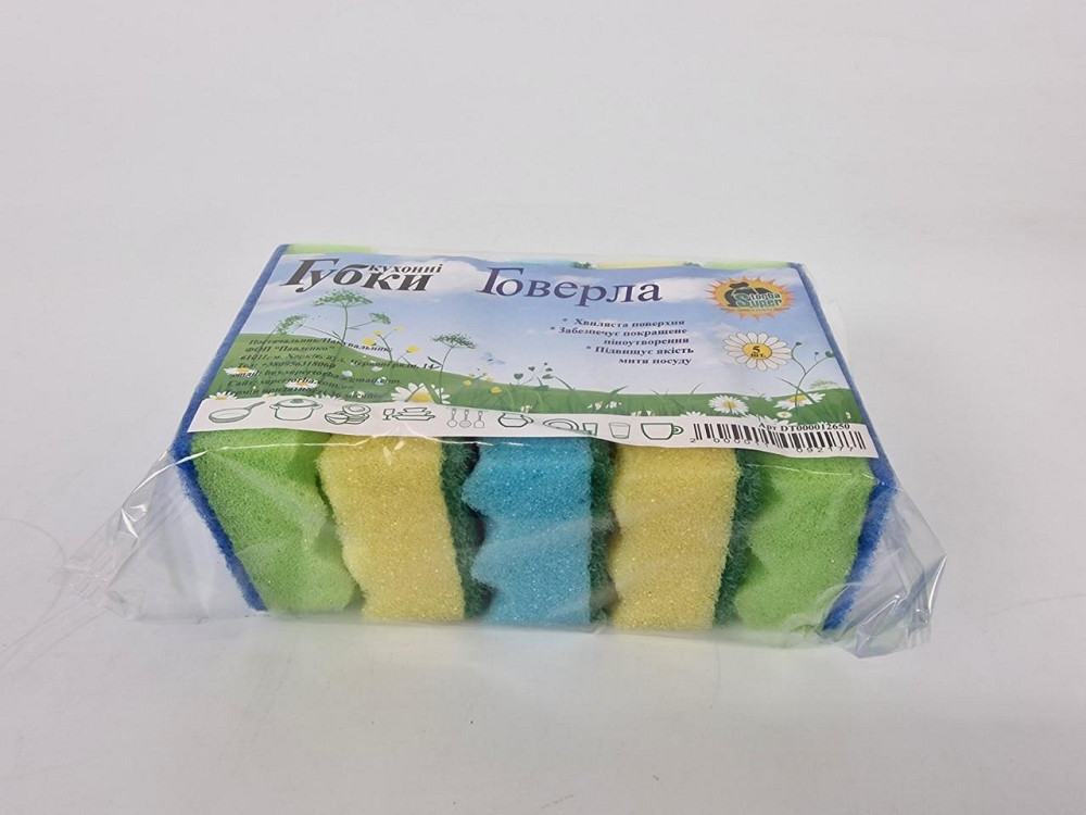 Губка кухонна для посуду рефлена поверхня 5 шт. Говердла (Супер Торба) (1 пачка) Харків - фото 2