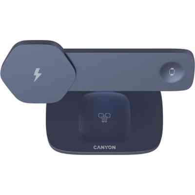 Зарядний пристрій Canyon wireless charger HEXAGON WCS-310 3in1 DarkGrey/Blue (CNS-WCS310DGBL) Вінниця