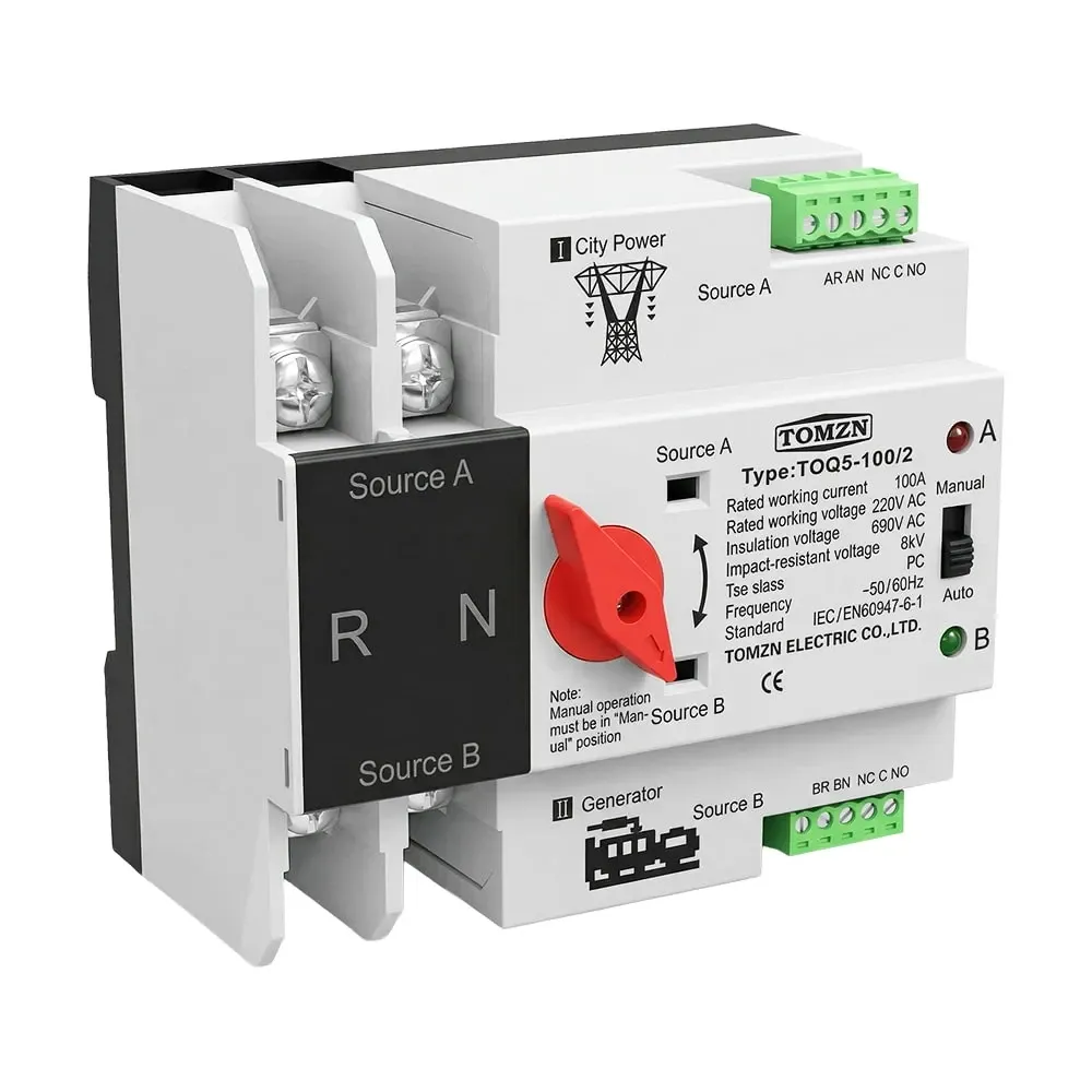 Автоматичний перемикач (АВР) під DIN-рейку TOMZN TOQ5/2P 100A 2 полюси (51-00113) Київ - фото 9