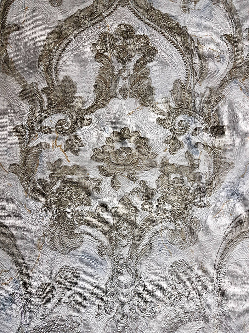 Обои метровые виниловые на флизелине Grandeco Poeme вензеля структурные бронзовые на сером Киев - изображение 2