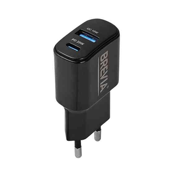 Сетевое зарядное устройство Brevia ePower PD20W USB-C+USB-A черный Львов
