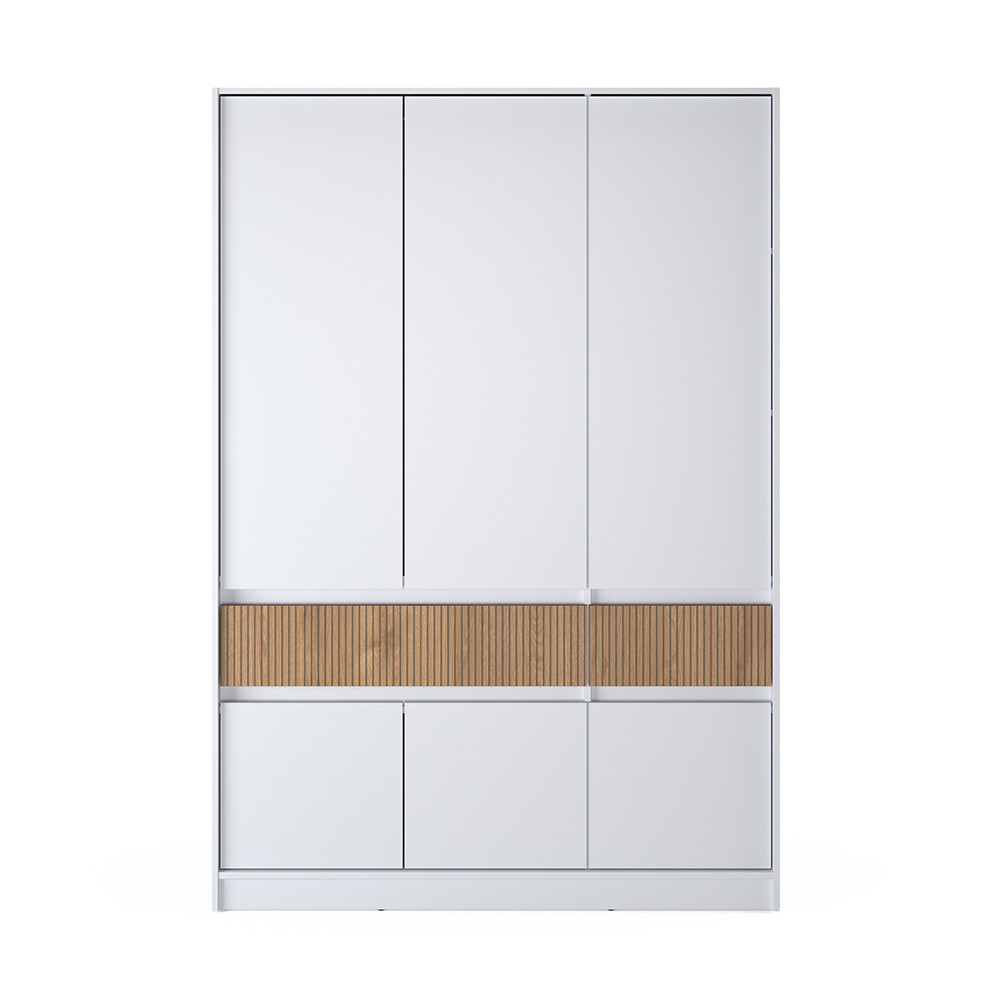 Шкаф распашной для одежды с выдвижными ящиками (полки - штанга) Эверест Стайл-1400 140х53х203 см Нимфея Альба (белый)/Канелла (DTM-073577) Львов - изображение 2