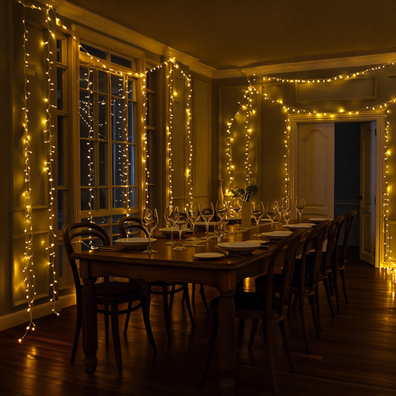 Новорічна гірлянда кімнатна нитка 14 м 160 LED чорний провід Жовтий W160LED16MBY Київ