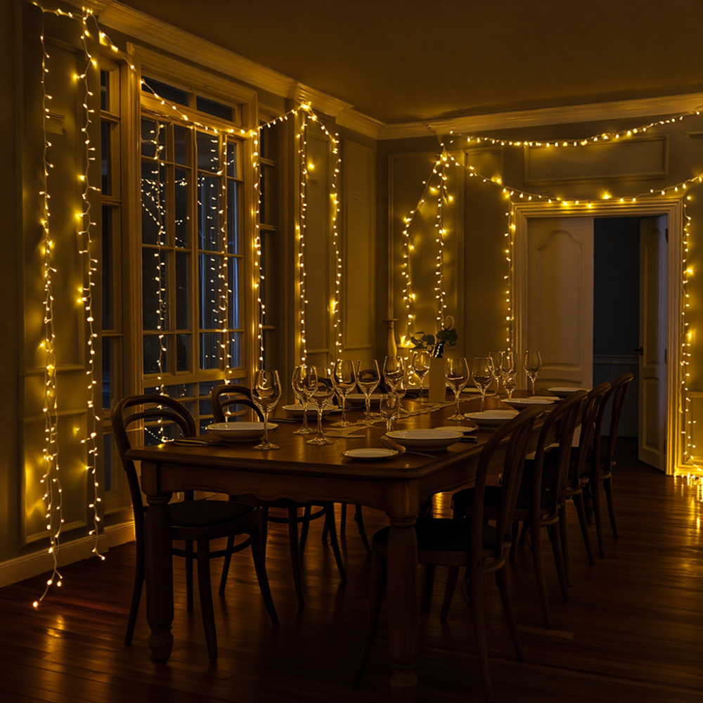 Новорічна гірлянда кімнатна нитка 14 м 160 LED чорний провід Жовтий W160LED16MBY Київ - фото 4