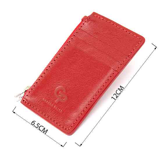 Яскравий шкіряний картхолдер GRANDE PELLE 11497 Червоний Київ