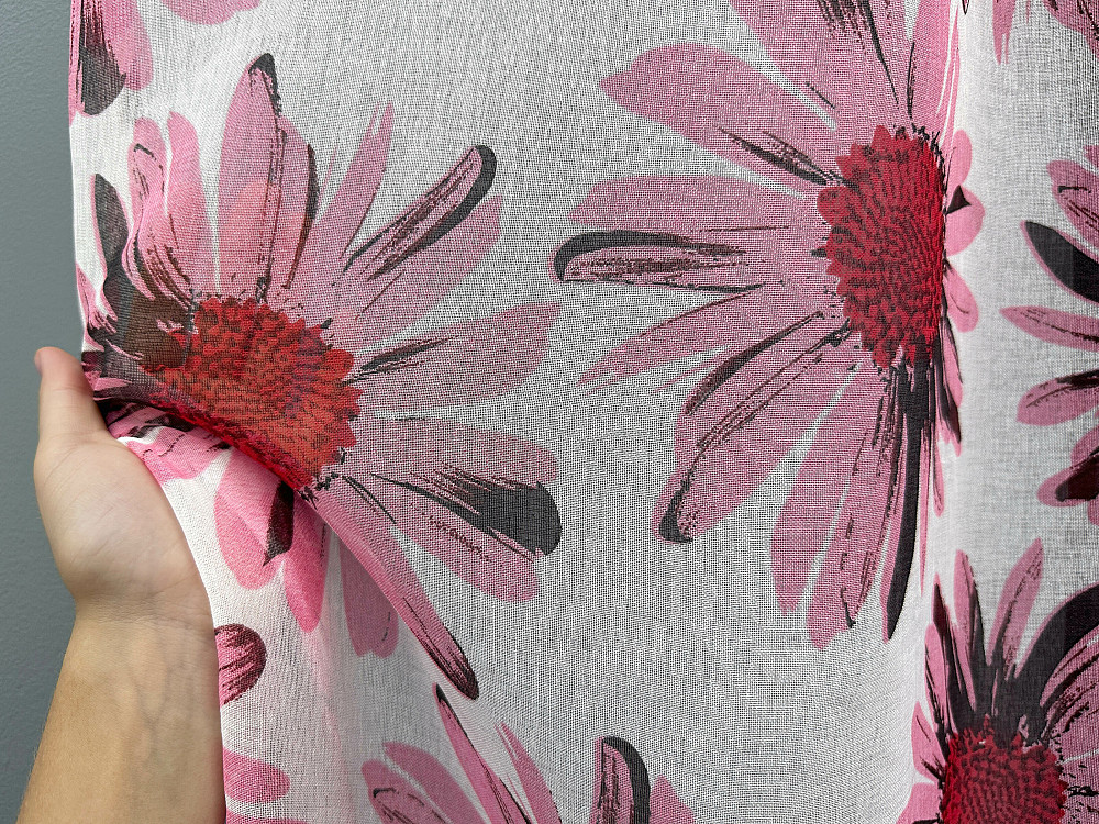 Тюль VR-Textil 1170т Flora Батист Білий з рожевим 400х270 см (42-1400) Київ - фото 6