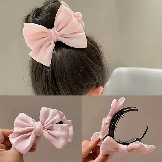 Розовый крабик-зажим для волос с бантом – нежный аксессуар для девочек Киев