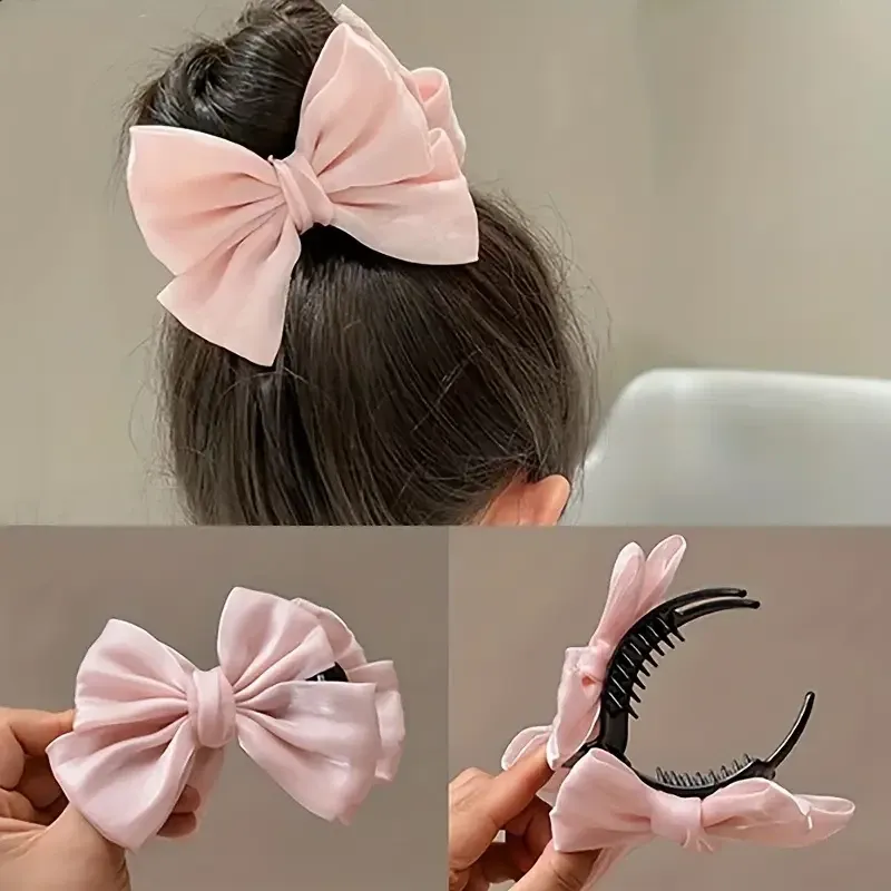 Розовый крабик-зажим для волос с бантом – нежный аксессуар для девочек Киев - изображение 1