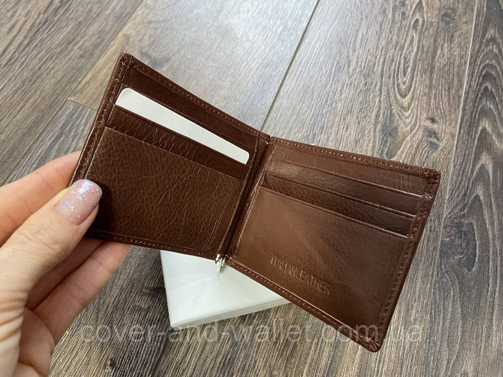 Коричневый кожаный зажим для купюр с блоком для карт ST B470 coffee Киев - изображение 2