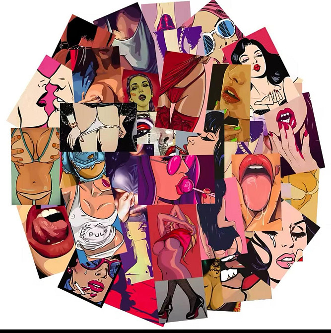 Наклейки з малюнками дівчат, модні жіночі постери-наклейки, стікерпак дівчата, набір 50 штук Київ - фото 4