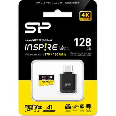 Карта памяти Silicon Power 128GB microSDXC class 10 UHS-I U3 V30 A1 Inspire (SP128GBSTXLV3V1NSP) Винница