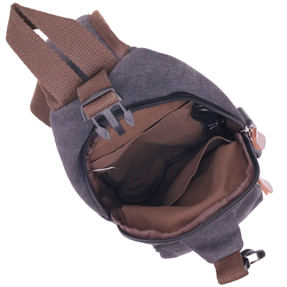 Мужская сумка через плечо с USB кабелем текстильная Черная (Vintage) Киев - изображение 8