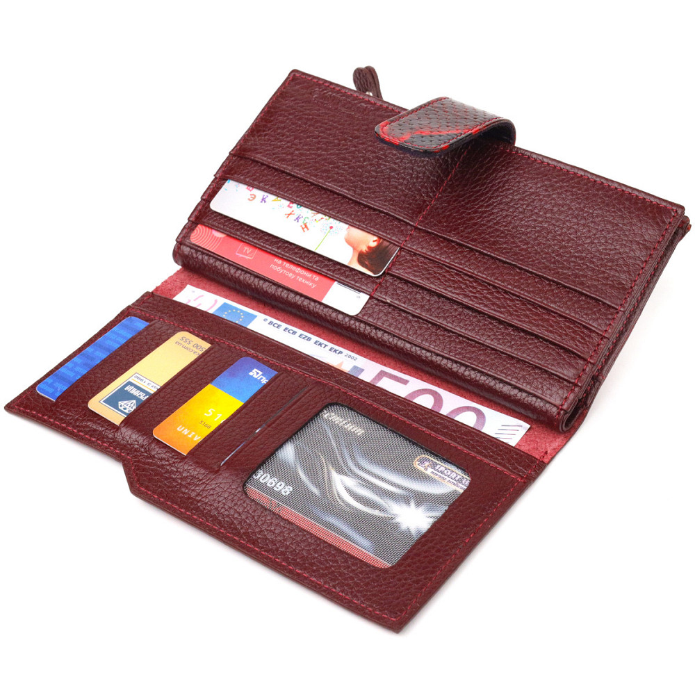 Необычный женский кошелек из натуральной кожи с тиснением под змею CANPELLINI 21647 Разноцветный Киев - изображение 4