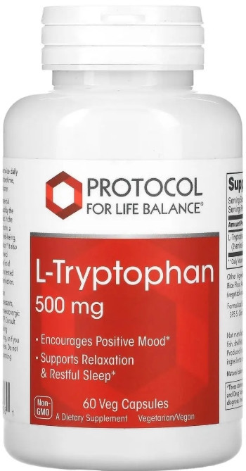 Амінокислота триптофан Protocol for Life Balance L-Tryptophan 500 мг 60 капс Київ - фото 1