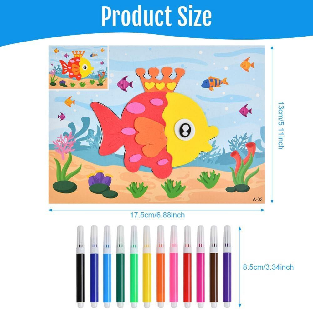 Подарунковий набір для рукоділля 3D наклейки з піни EVA, гра-головоломка з малюнком тварин + фломастери, подарунок для дітей Київ - фото 2