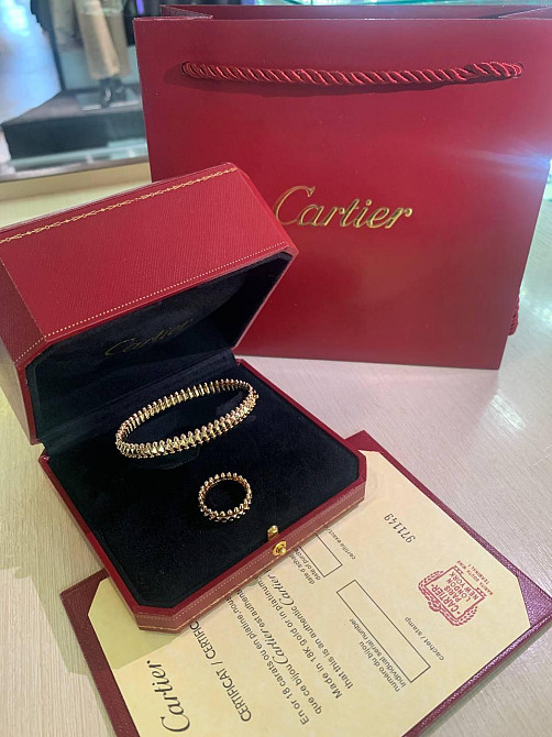 Cartier Комплект: зубчики кільце та браслет / Cartier кільце та браслет у лимонному золоті Одеса - фото 4