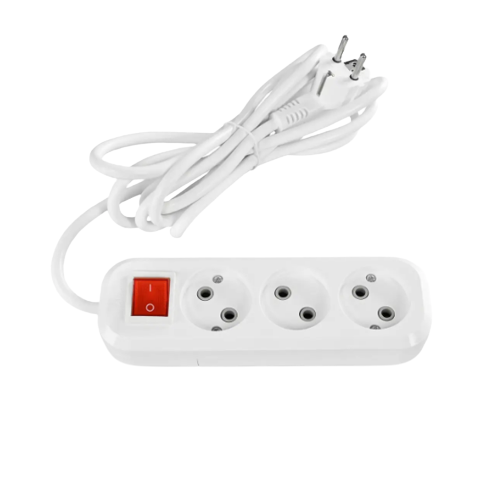 Подовжувач без заземлення 3 розетки 3м d1мм з кнопкою білий Standard Titanum Житомир - изображение 1