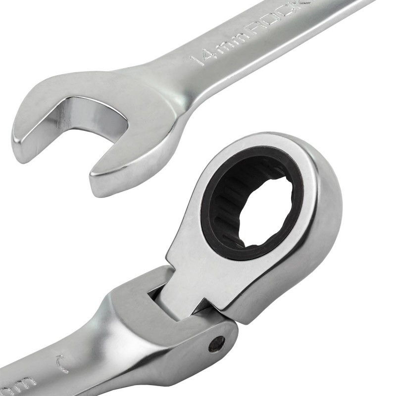 Набір ключів комбінованих тріскачка з шарніром 7пр. (8,10,12,13,14,17,19мм) ROCKFORCE RF-51072F Одеса - фото 2