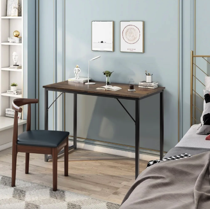 Письмовий стіл Costway Homart із сталевим каркасом коричневий Київ - фото 7