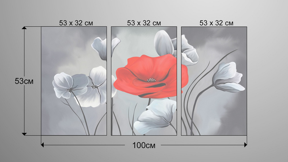 Модульная картина Абстракция Цветы Аrt-161_3А Киев - изображение 3