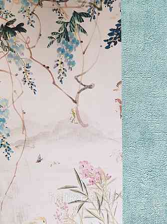 Шпалери вінілові Grandeco One roll one motif 1.59x2.8 панно птиці гілки квіти блакитні рожеві Київ