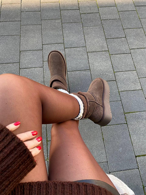 Угги жіночі HENGJI T56-7 шоколадні (зима, замша натуральна) (6010) Коломыя - изображение 9