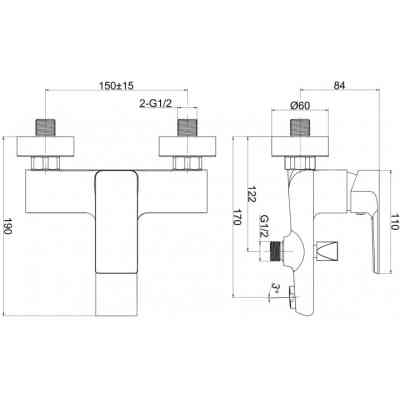 Смеситель Cersanit SUARO для ванны и душа (S951-240) Винница