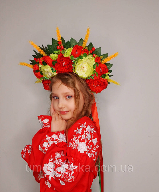 Віночок ободок з квітами "Сценічний з колосками та стрічками" Кривий Ріг - фото 8