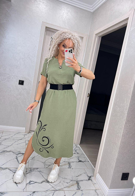 Женское летнее льняное модное платье 42-60р. Киев - изображение 3